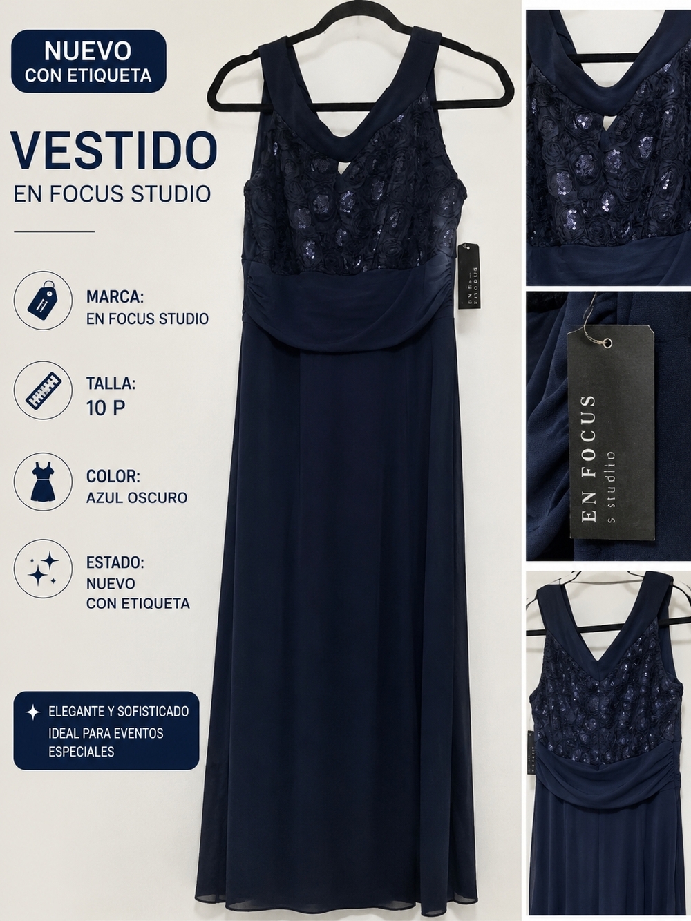 Enfocus Studio Navy Blue Evening Dress